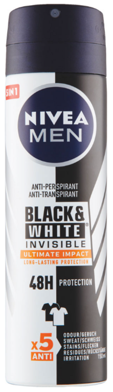 NIVEA DEODORANT MEN BLACK & WHITE  INVISIBLE ULTIMATE IMPACT 150ML