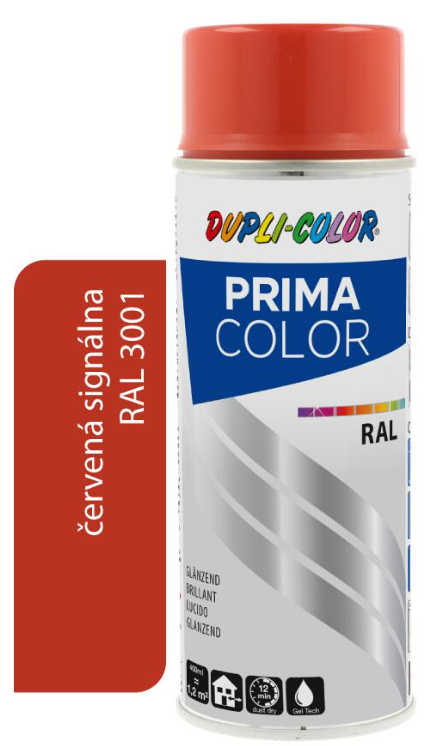 DUPLI COLOR PRIMA SPRAY RA 3001 ČERVENÁ SIGNÁLNA 400ML LESK