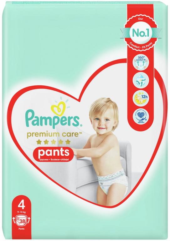 PAMPERS PREMIUM CARE PANTS VEĽ. 4 (9-15 KG) 38 KS