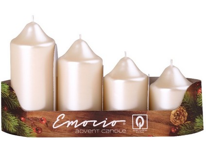 SVIEČKA ADVENTNÁ PRIEMER 50 MM KRÉMOVÁ PERLEŤ 4 KS