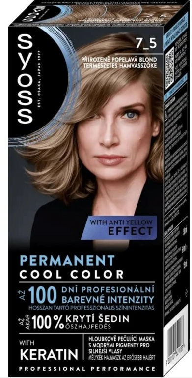 SYOSS COLOR PROFESIONAL PRIRODZENÝ POPOLAVÝ BLOND 7-5