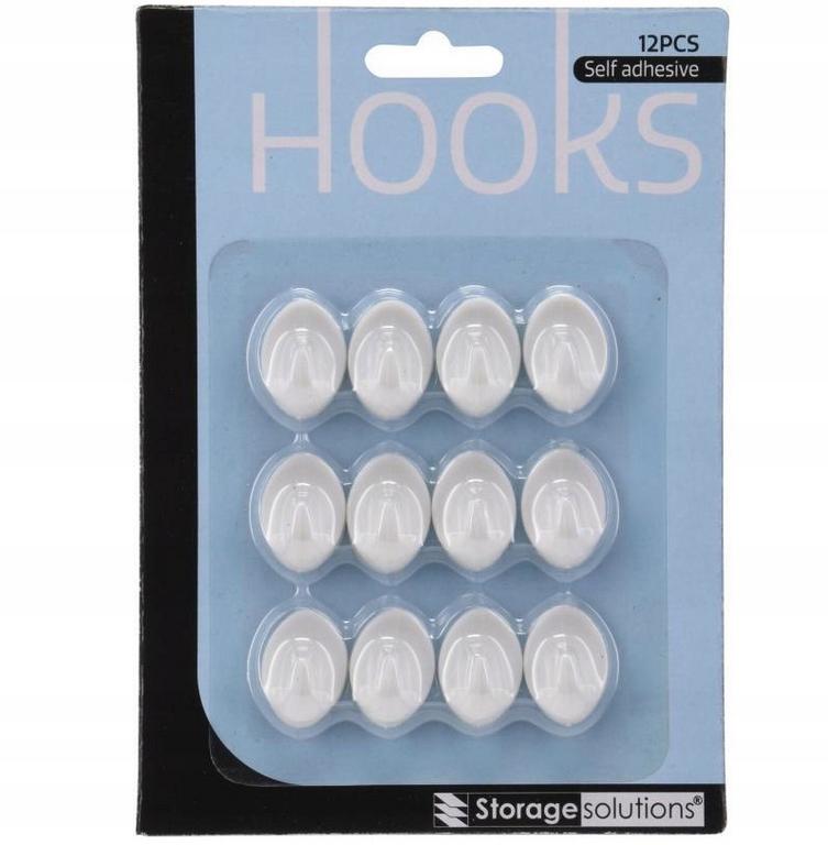 Storage Solutions Samolepiace háčiky biele, 12 ks