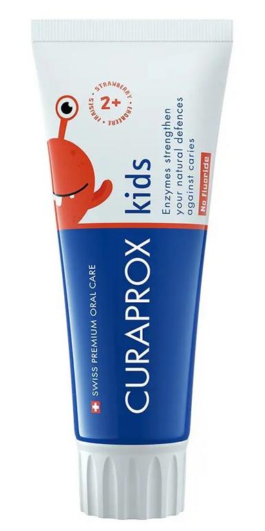 Curaprox Kids detská zubná pasta jahoda 2+, bez fluoridu, 60 ml