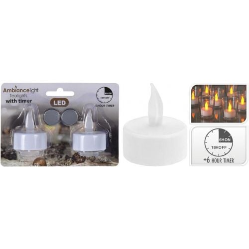 Ambiance Light LED čajové sviečky s časovačom, 2 ks