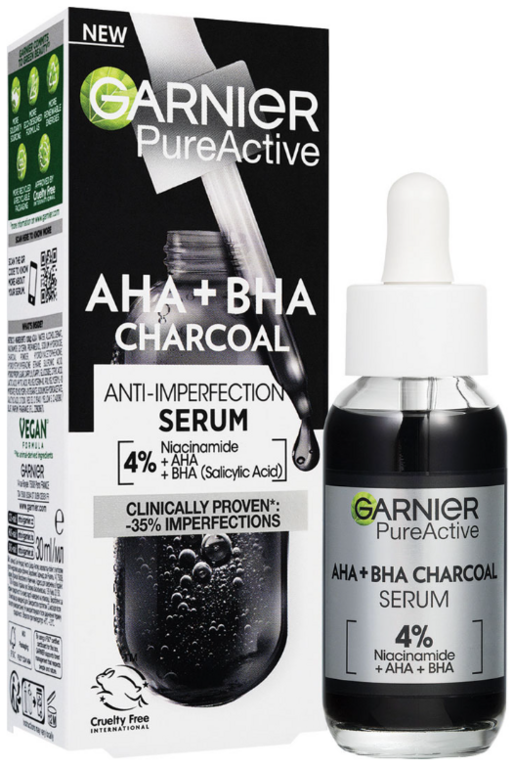 GARNIER PURE PLEŤOVÉ SÉRUM AHA +BHA CHARCOAL PROTI NEDOKONALOSTIAM 30ML