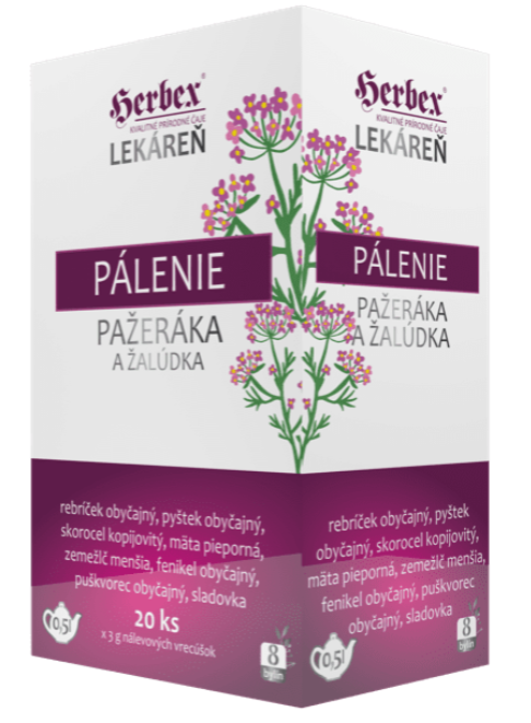 HERBEX ČAJ LEKÁREŇ PÁLENIE PAŽERÁKA A ŽALÚDKA 20X3G