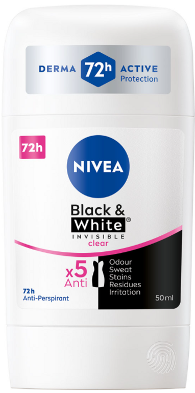 NIVEA STICK BLACK A WHITE INVISIBLE CLEAR 50ML