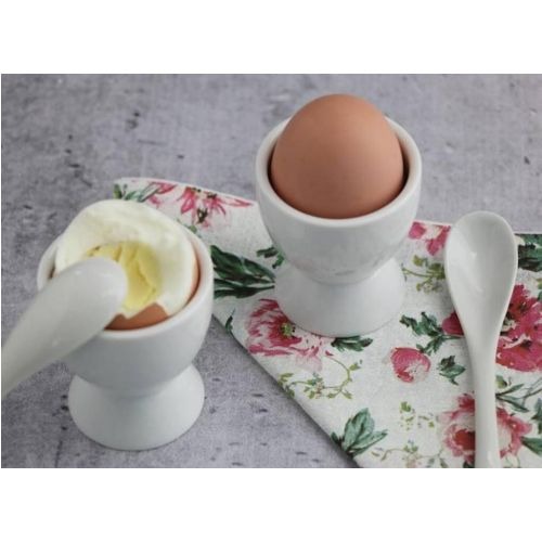 Porcelánový stojan na vajíčko s lyžičkou, sada 2 ks