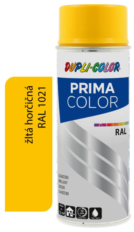 DUPLI COLOR PRIMA SPRAY RAL 1021 ŽLTÁ HORČIČNÁ 500ML LESK