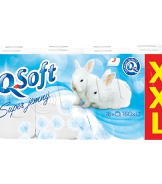 Q-Soft Toaletný papier XXL 3-vrstvový biely, 16x160 útržkov