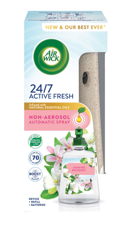 AIR WICK ACTIVE FRSH AUTOMATICKÝ DIFUZÉR A NÁPLŇ NA VODNEJ BÁZE JAZMÍNOVÉ KVETY 228ML