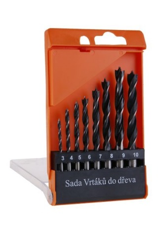 Sada vrtákov do dreva, 8 ks, 3–10 mm