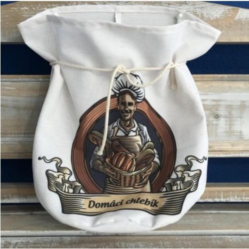 Ľanové vrecko na pečivo Domáci chlebík, 40 × 35 cm