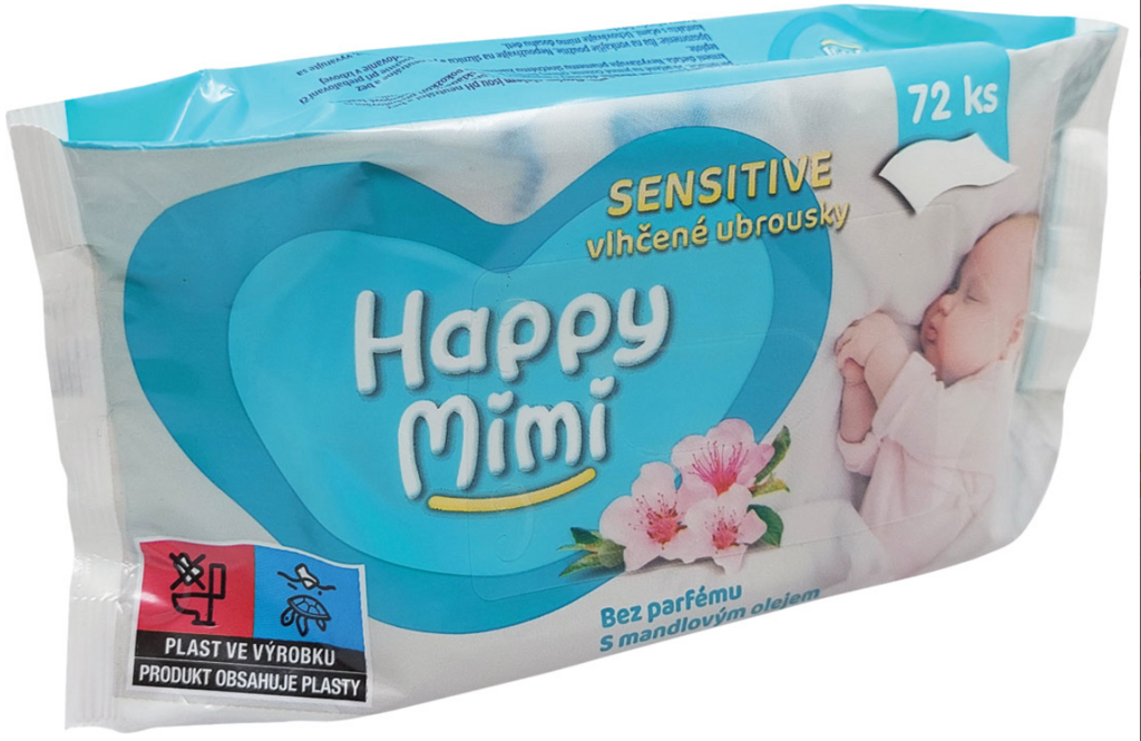 HAPPY MIMI DETSKÉ VLHČENÉ UTIERKY SENSITIVE MANDĽA 72KS