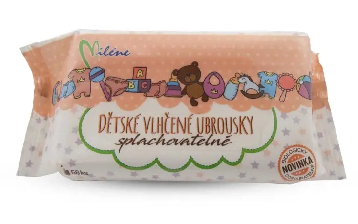 Miléne Detské vlhčené obrúsky splachovateľné, 56 ks