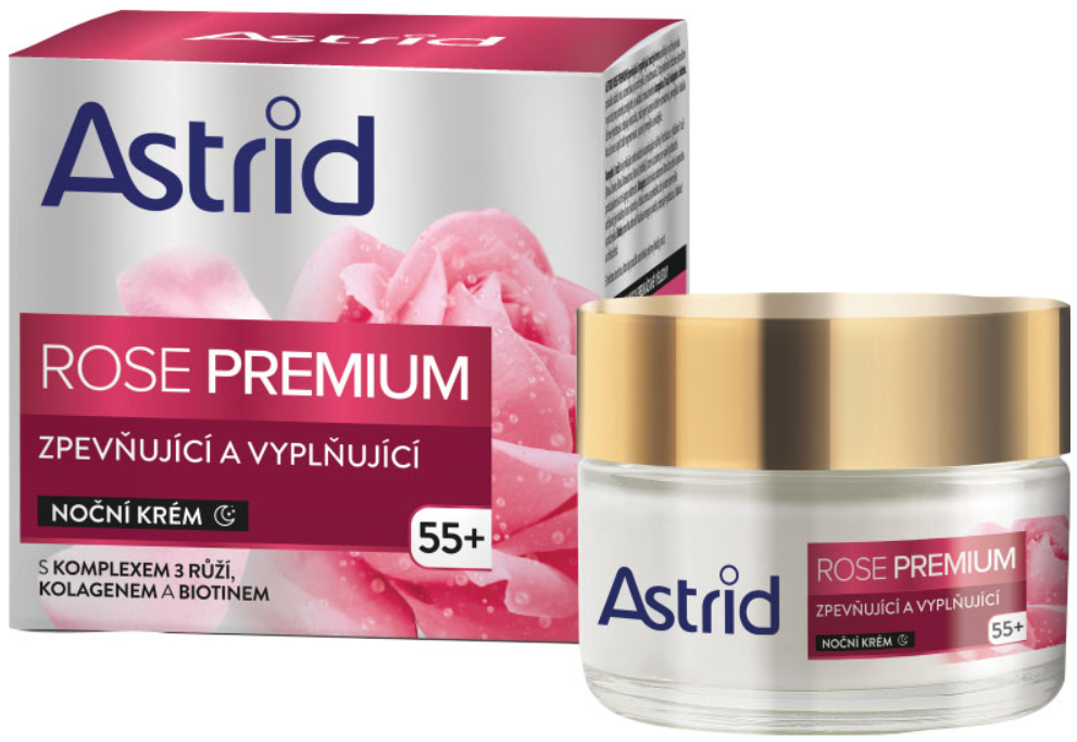 ASTRID KRÉM ROSE PREMIUM SPEVŇUJÚCI A VYPLŇUJÚCI 55+ NOC 50ML
