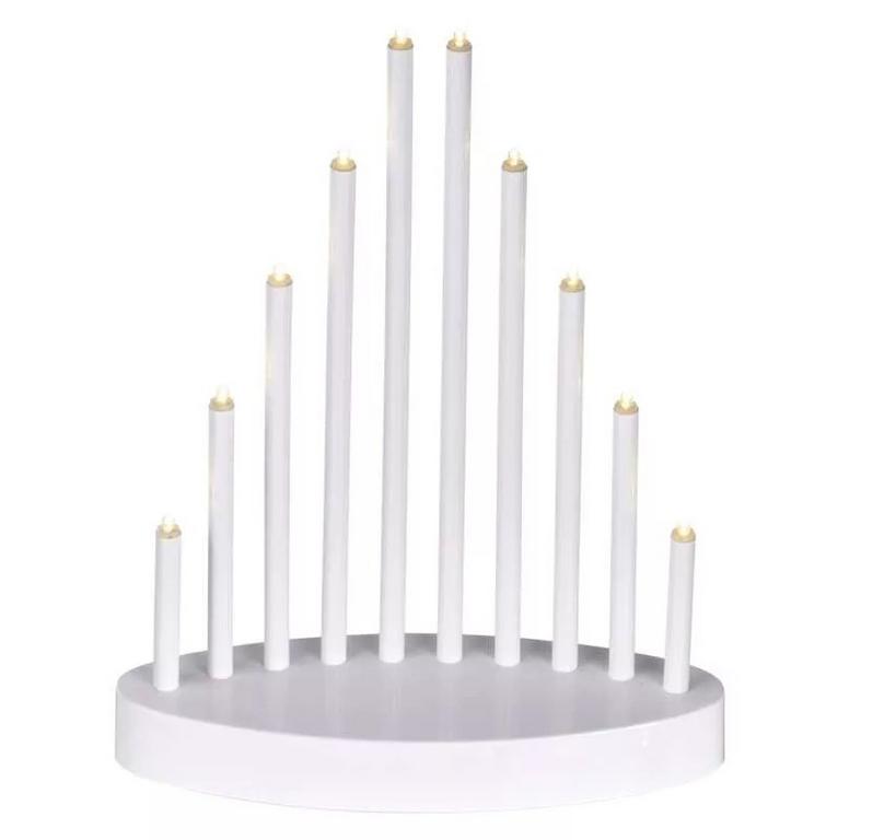 Emos Vianočný LED svietnik plastový biely, 10 LED, 24,5 cm