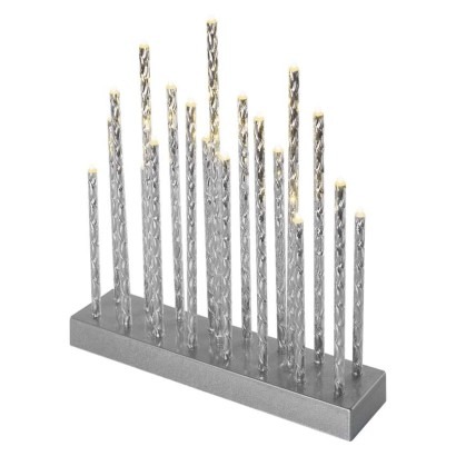 EMOS Vianočný LED svietnik strieborný, 19 LED, 28,5 cm, teplá biela