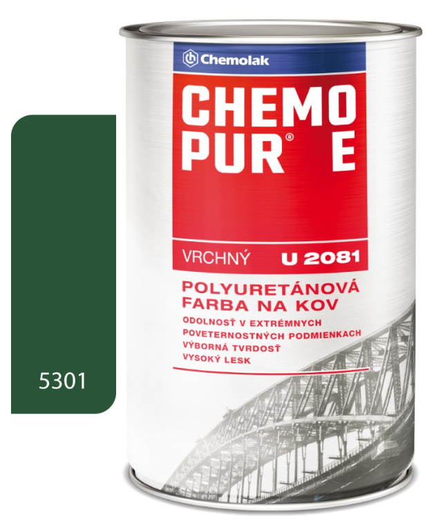 CHEMOLAK CHEMOPUR U2081 5301 ZELENÁ STREDNÁ POLYURETÁNOVÁ VRCHNÁ FARBA 0,8KG