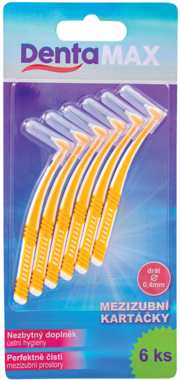 DENTAMAX MEDZIZUBNÉ KEFKY ZAHNUTÉ 6KS 0,4MM