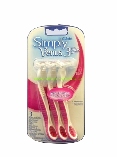 GILLETTE SIMPLY VENUS 3 PLUS STROJČEK 3 KS