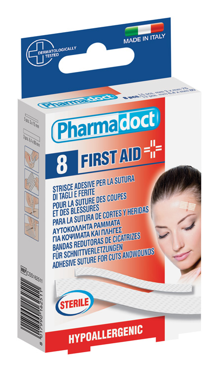 Pharmadoct Sterilné sutúrové prúžky na rezné rany, 8 ks