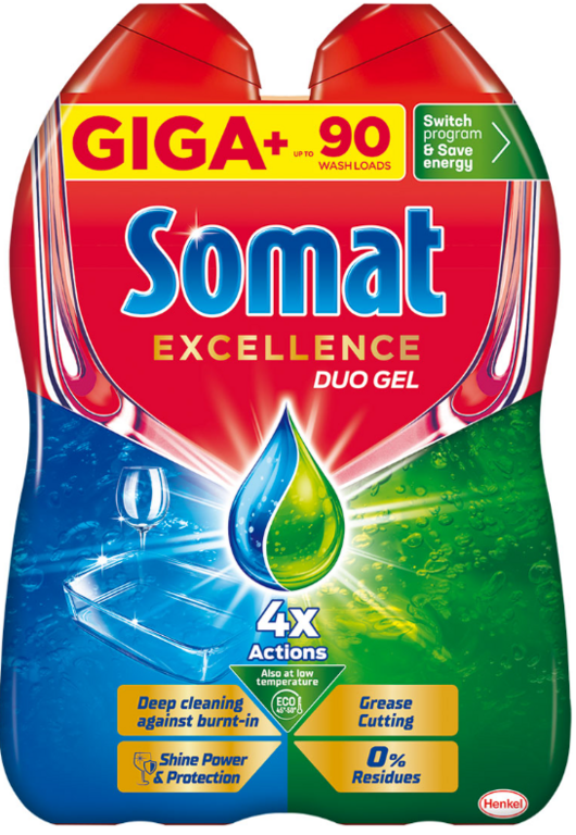 SOMAT GÉL EXCELLENCE DUO ANTI GREASE 90 DÁVOK 2X810ML 1,62L