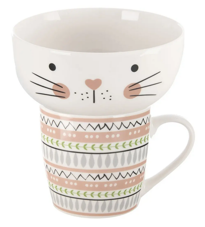 ORION HRNČEK+MISKA PORCELÁNOVÁ MAČKA 0,35L SET
