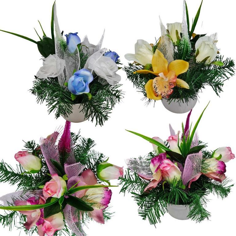 Ikebana náhrobná v kvetináči, výška 23–25 cm