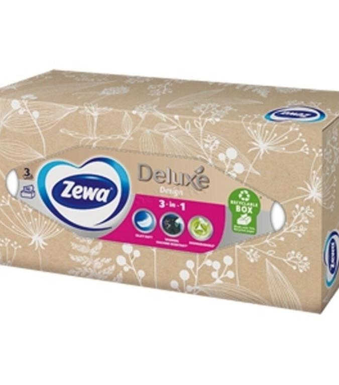 Zewa Deluxe Design hygienické vreckovky v krabici, 3-vrstvové, 90 ks