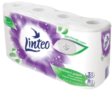 Linteo Satin toaletný papier biely, 3-vrstvový, 8ks