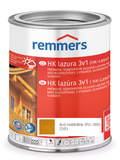 REMMERS HK LAZÚRA 3V1 DUB RUSTIKÁLNY  0,75L