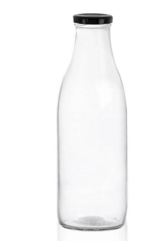 FĽAŠA SKLO/KOV VIEČKO 1L NA MLIEKO