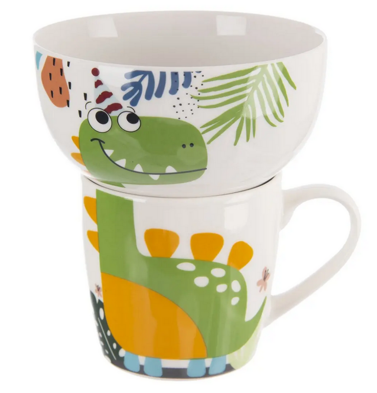 HRNČEK + MISKA PORCELÁN DINO 0,35L SET