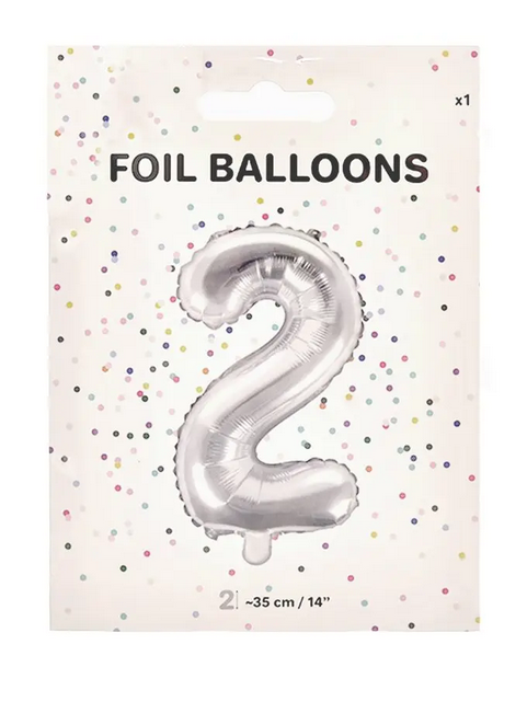 BALÓNIK FÓLIA ČÍSLO 2 35CM STRIEBORNÝ