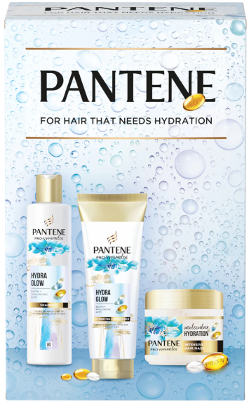 KAZETA PANTENE HYDRATION GLOW MASKA 300ML + ŠAMPÓN 250ML + KONDICIONÉR 160ML