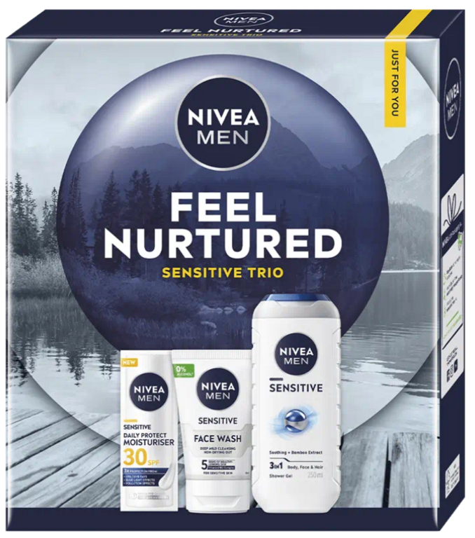 KAZETA NIVEA FEEL NURTURED SPRCHOVÝ GÉL 250ML + ČISTIACI GÉL 100ML + KRÉM 50ML