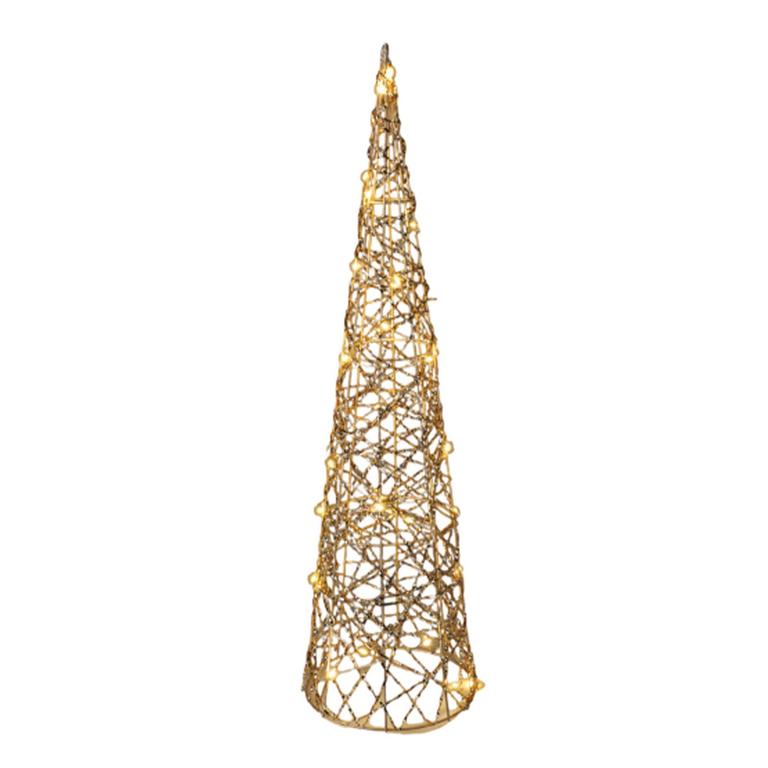 LED dekorácia kovový kužeľ zlatá s časovačom, 160 × 600 mm
