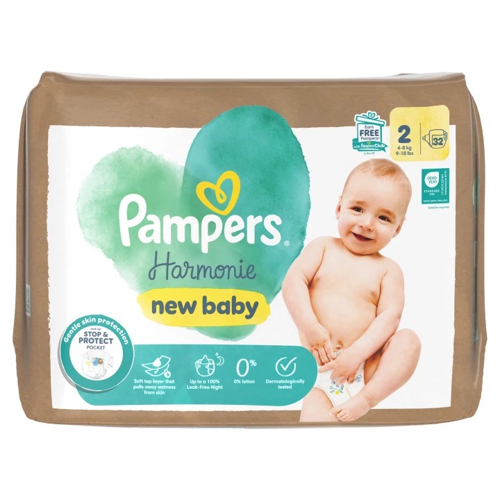 Pampers Harmonie New Baby plienky veľkosť 2 (4–8 kg), 32 ks