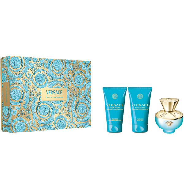 Versace Dylan Turquoise darčeková kazeta, EDT 50 ml + sprchový gél 50 ml + telový gél 50 ml