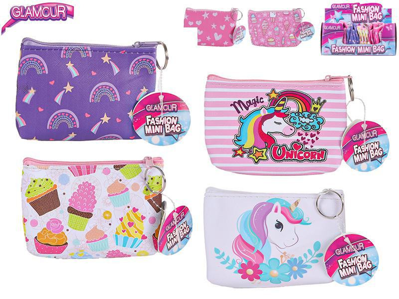 Glamour Fashion Mini Bag peňaženka na zips s kľúčenkou, 1 ks