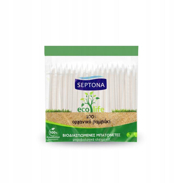Septona Eco Life Vatové tyčinky biologicky rozložiteľné, 100 ks