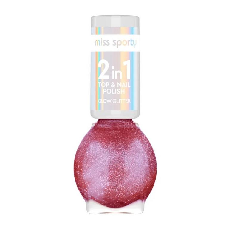 Miss Sporty 2in1 Top & Nail Polish Glow Glitter lak na nechty 90, 7 ml