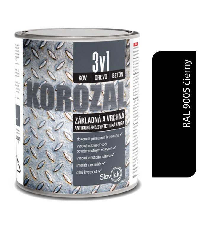 KOROZAL 3V1 RAL 9005 ČIERNY 0,75 L