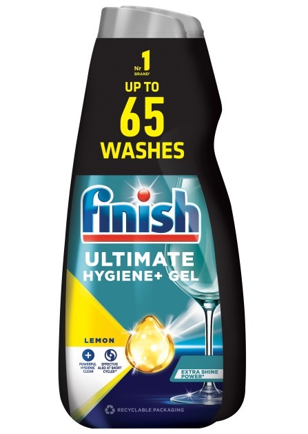 Finish Ultimate Hygiene+ Gél do umývačky riadu Lemon, 2× 650 ml