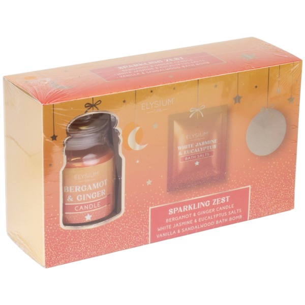 Elysium Spa Sparkling Zest darčeková kazeta – sviečka, soľ a bomba do kúpeľa