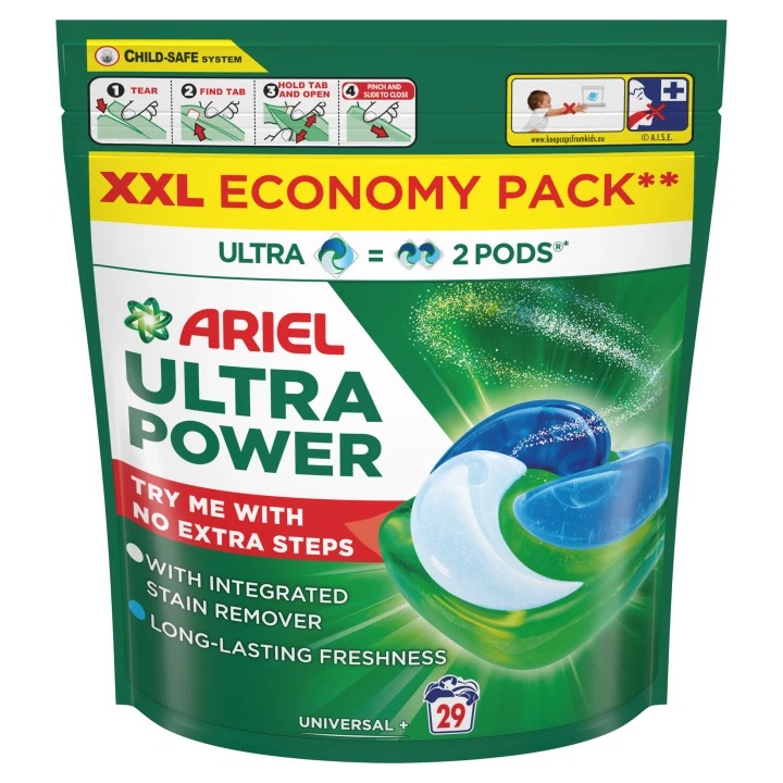 Ariel Ultra Power Universal+ kapsule na pranie, 29 ks