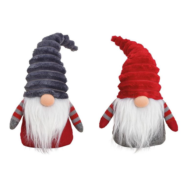 Textilný trpaslík červený/sivý, 2 ks, 17×30×10 cm