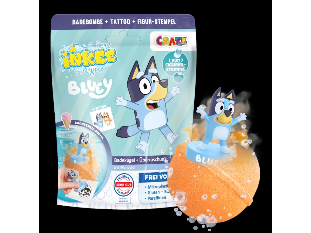 Inkee Šumivá bomba do kúpeľa s prekvapením Bluey, 100 g