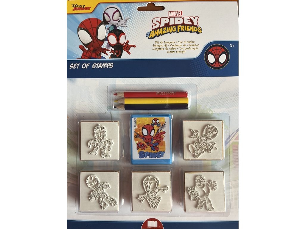 Spidey Pečiatky blister – sada s ceruzkami a atramentovou poduškou